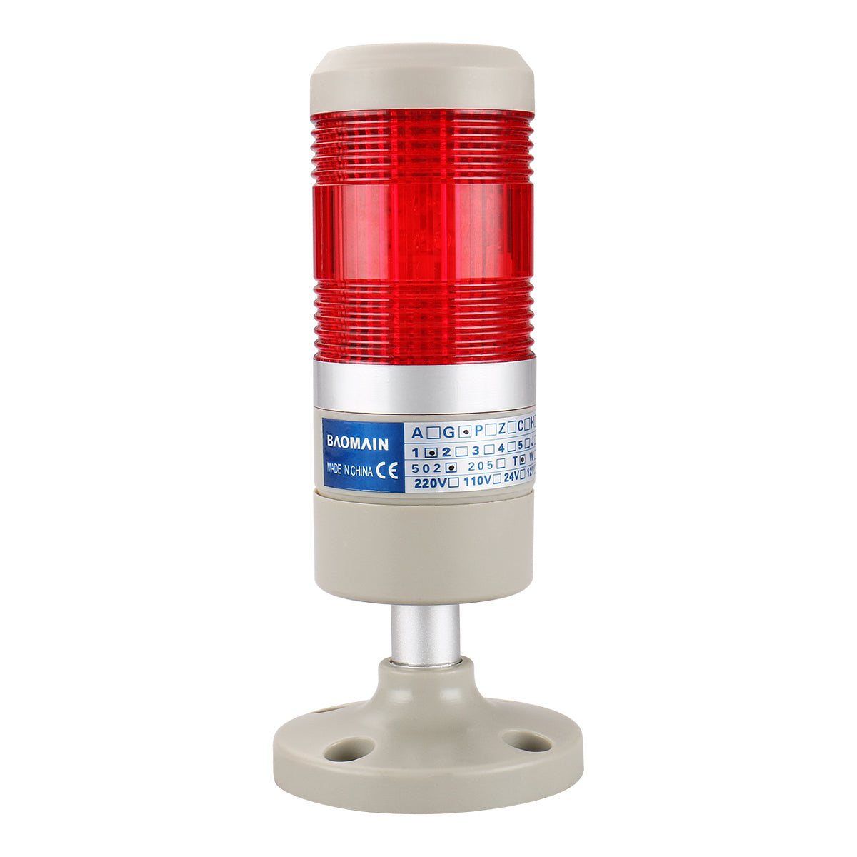 Signal Light Column LED Alarm Round Tower Indicator Continuous Light Red