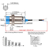 Baomain M30 Non-Embedded Inductive Sensor Switch LJ30A3-15-Z/AY Cylindrical Type DC 10-30V 200mA 3 Wire PNP NC(Normally Closed) CE