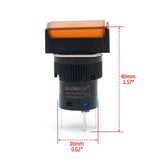 Baomain 16mm Orange Momentary Push Button Switch Rectangular Cap Orange LED Lamp SPDT 5 Pin Pack of 5