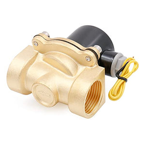 Baomain Pneumatic 1-1/4 Inch 12V/24V/110V/220V Normally Open 2 Way Brass Electric Solenoid Valve for Water,Air 2W-320-32K