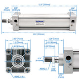 Pneumatic Air Cylinder SC 63 Series PT 3/8, Bore: 2 1/2 inch, Screwed Piston Rod Dual Action