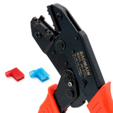 Ratchet Crimper Plier HS-07FL Flag Female Quick Disconnects Crimping Tools Use for 1.5-2.5 mm² (15-13 AWG) Red