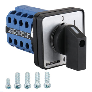 Baomain Rotary Cam Changeover Switch SZW26-20/0-4.4 660V 20A 5 Positions 16 Terminals Control Switch