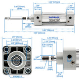 Baomain Pneumatic Air Cylinder SC 32 PT 1/8, Bore: 1 1/4 inch(32mm), Screwed Piston Rod Dual Action 1 Mpa