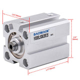 Baomain Compact Thin Pneumatic Air Cylinder SDA 20 Series 20mm Bore Double Action M5 Port
