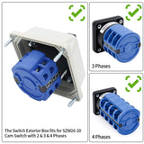 Master Switch Exterior Box SZW26-20/4D Work for Universal Rotary Changeover Cam Switch 660V 20A 3 Phase 4 Phase