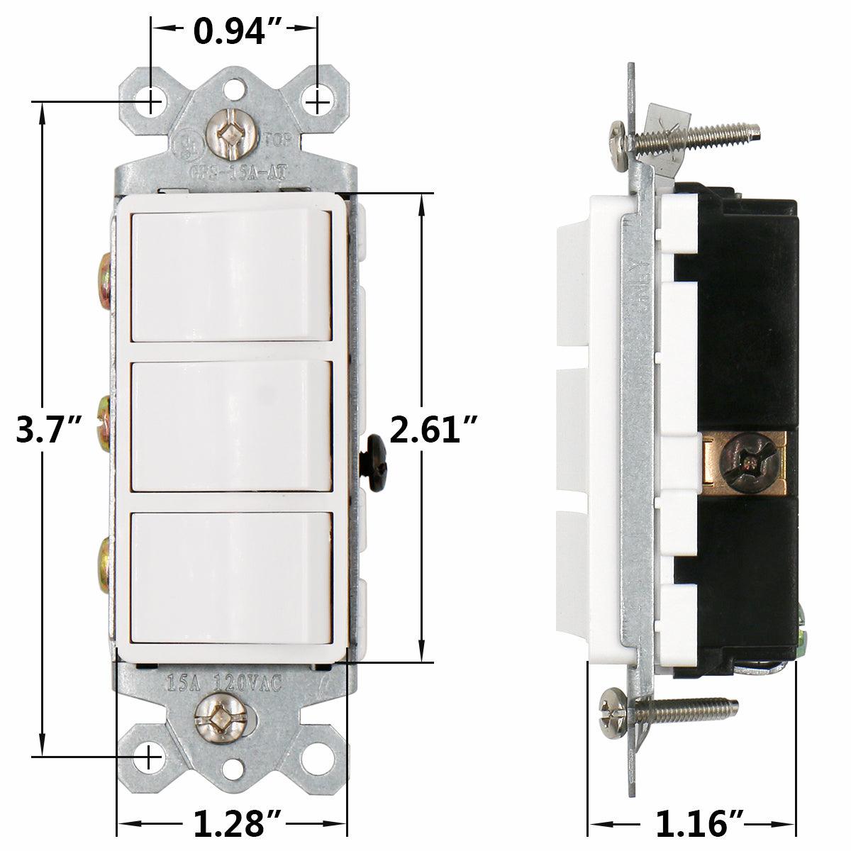 Baomain Triple Combination Rocker Switch 15 Amp, 120 Volt, 3 Baomain Triple Combination Rocker Switch 15 Amp, 120 Volt, 3