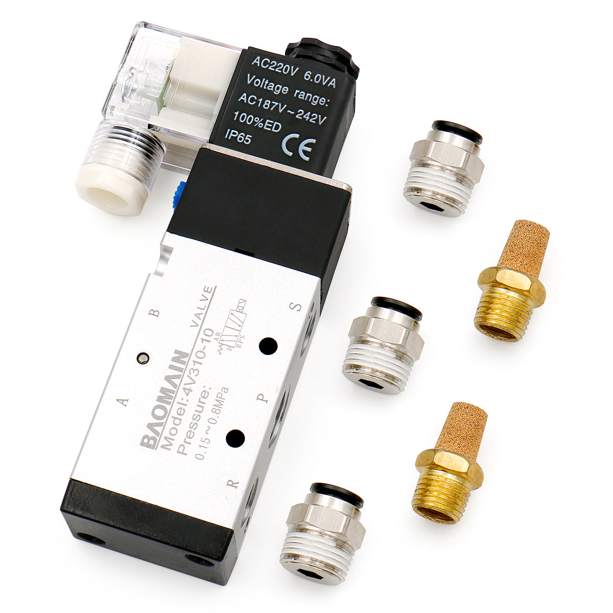 Elettrovalvola pneumatica a bobina singola 4V310-08 1/4 pollici 4V310-10 3/8 pollici BSP 24 V 5/2 vie valvola di controllo con tipo di spina Luce LED rossa 1 pz (Color : 12V, Size Elettrovalvola pneumatica a bobina singola 4V310-08 1/4 pollici 4V310-10 3/8 pollici BSP 24 V 5/2 vie valvola di controllo con tipo di spina Luce LED rossa 1 pz (Color : 12V, Size