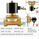 Baomain Pneumatic 1-1/4 Inch 12V/24V/110V/220V Brass Electric Solenoid Valve 2W-320-32 Normally Closed Water, Air