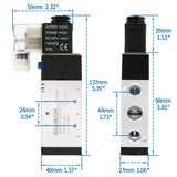 Baomain 10 Space Solenoid Valve 4V310-10 PT 3/8" 12V/24V/110V/220V 2 Position 5 way Base Muffler Quick Fittings Set