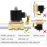 Baomain Brass Electric Solenoid Valve 2W-200-20 3/4 Inch PT 12V/24V/110V/220V Normally Closed Water, Air