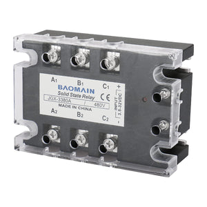 Baomain 3 Phase Solid State Relay JGX-3380A 3.5-32 VDC Input 480VAC 80 Amp Output DC/AC