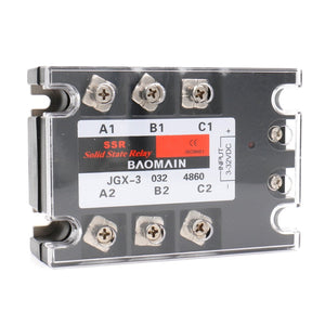 Baomain 60A 3 Phase Solid State Relay JGX-4860 3.5-32 VDC Input 480VAC 60 Amp Output DC/AC