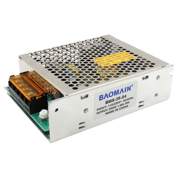 Baomain Switching Power Supply, Input 110V/220V AC, Output 12V/24VDC 35W, Power Transformer for LED Strip Light/CCTV Camera/Security System/Radio/Computer Project, CB listed