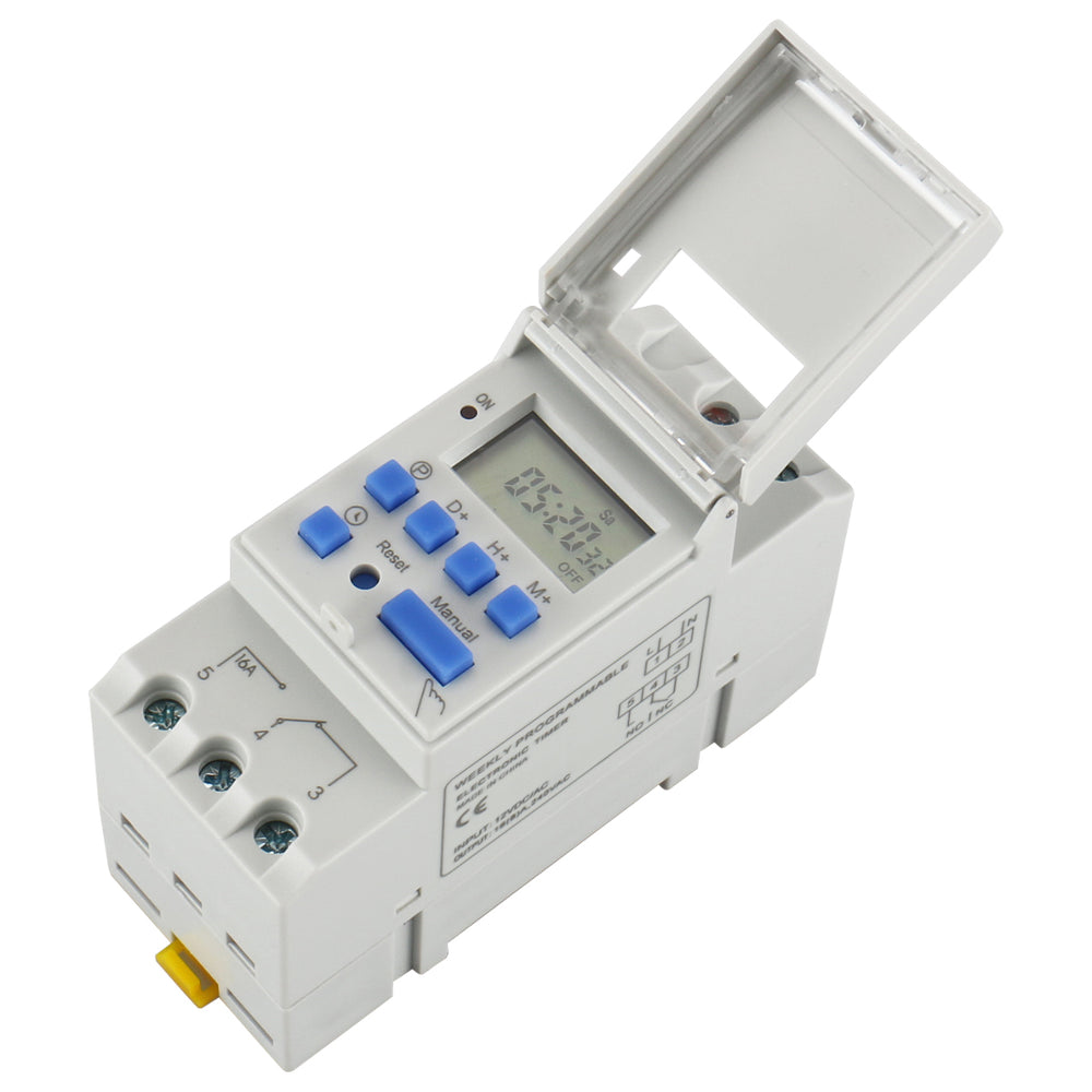 Baomain THC15A Programmable Timer Relay – 16A SPST, Digital LCD, Daily ...