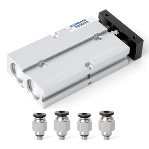 BAOMAIN Pneumatic Air Cylinder TN16-75 16mm(2/3") Bore, 75mm(3") Stroke Double-Rod Double-Acting Aluminum with 4 Fittings