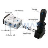 Baomain Pneumatic Solenoid Valve Manual Control Push-Pull 4H210-08 PT 1/4" 5 Way 2 Postion Air Hand Lever Operated Valve